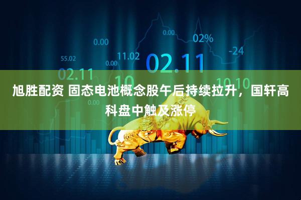旭胜配资 固态电池概念股午后持续拉升，国轩高科盘中触及涨停